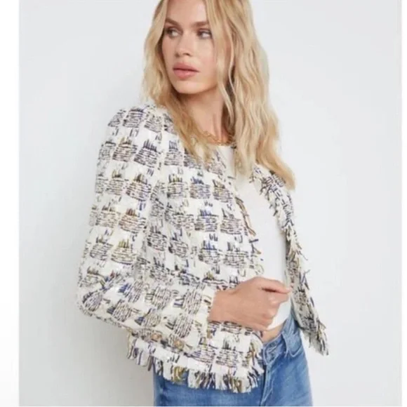 L'Agence Angelina Ivory Tweed Jacket NWT - Picture 3 of 10